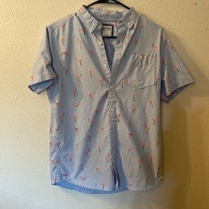 Free Planet flamingo print button down size medium